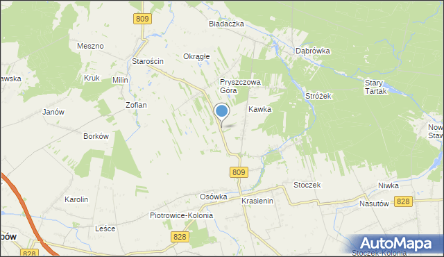 mapa Kolonia Kawka II, Kolonia Kawka II na mapie Targeo